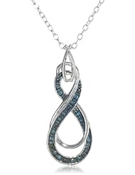 Sterling Silver Diamond Fancy Twist Pendant Necklace