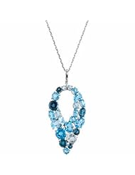 14K White Gold Blue Topaz Necklace -- LIFETIME WARRANTY