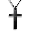 Black plated Tungsten Carbide 2 Piece Cross on 24 Inch Black Ball Chain