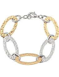 Amalfi™ Immersion Plated Stainless Steel Hammered Oval Link Bracelet 08.00 Inch Gold Immerse lating Fb251