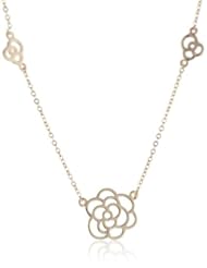 14k Yellow Gold Colored Flower Necklace, 18"