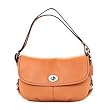 Coach Pebbled Tangerine Orange Leather Flap Shoulder Handbag 15170
