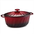 5 Qt. Cast Iron Covered Oval Casserole in Red