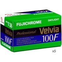 Fujifilm Fujichrome Velvia RVP 100F Color Slide Film ISO 100, 35mm Size, 36 Exposure, RVP-36, Transparency, Pack of 5