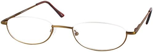 Clearview Single Vision Half Frame Reading Glasses, Antique Gold, +2.25