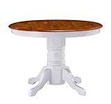 IMAGE OF Home Styles Pedestal Casual Dining Table in Off White and Cottage Oak Finish