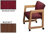 Flared Arm Chair Walnut Burgundy With Casters. Package of 2