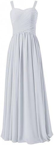 Olidress Women's Simple Strap Chiffon Long Bridesmaid Dress Evening Dress White US4