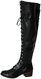 Breckelles Women's ALABAMA-12 Above the Knee Lace Up Combat Boots Black 8 B(M)