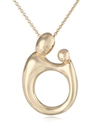 Duragold 14k Gold Polished Mother and Child Pendant Necklace, 17"