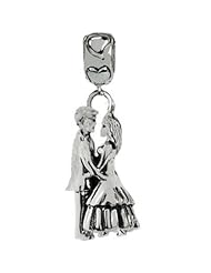 Best Gift for Wedding, Sterling Silver Newly Dancing Couple Dangle Charm, Fits Pandora and All Brands Charm Bracelets and Necklaces.