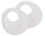 Princess Linens Garden Pique Bib, 2-pack - White with Light Pink Rick Rack Trim-P