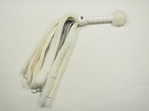 All White Leather and Fur Flogger