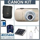 Canon PowerShot SD960 IS Compact Digital ELPH Camera Kit, Gold with 8GB SD Memory Card, Spare NB-4L Type Lithium-ion Battery, Camera Case, USB 2.0 SD Card Reader, Table Top Tripod, Digital Memory Case(4)