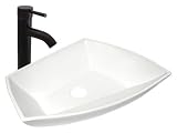 Ticor White Porcelain Ceramic Bathroom Vessel Sink and Bathroom Faucet