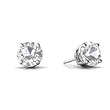 14K White Gold Round Genuine White Topaz Stud Earrings