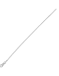 sterling silver rhodium plated 24" 1.5mm polish diamond cut bead chain with lobster clasp 24 inches long