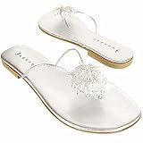 Jeannot Silver Flower Thong Sandal Shoes