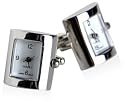 Contemporary Working Silver Clock Watch Cufflinks