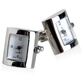 31AleVceO L. SL500 AA280  Contemporary Working Silver Clock Watch Cufflinks