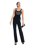 Traum Damen Abend Pailletten Overall Hosenanzug schwarz von modern Woman by Heine Gr.36