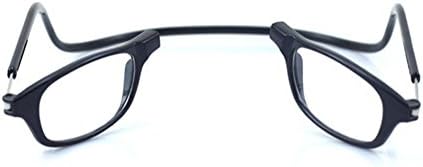 Fashion Folded Hang Magnifying Design Optics Magnetic Reading Glasses Women Brand Men Eyeglasses +1.0,+1.5,+2.0,+2.5,+3,+3.5,+4 (+1.0, Black)
