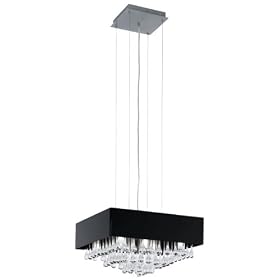 Eglo 88202A Camini, Black and Chrome Clear Crystals, 8-Light Pendant Light Fixture by Eglo