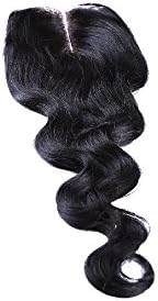 ShowLife Full Top Lace Closure Hair Middle Part 4"x 4" Body Wavy Length 8-18 Inch 40gram Malaysian Virgin Hair Queen Hair Natural Color (10")
