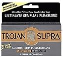 Trojan Supra Non Latex Condoms, Retail Box of 6, Microsheer Polyurethane for Those Allergic to Latex
