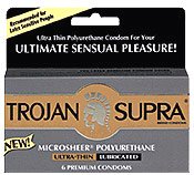 Trojan Supra Non Latex Condoms, Retail Box of 6, Microsheer Polyurethane for Those Allergic to Latex