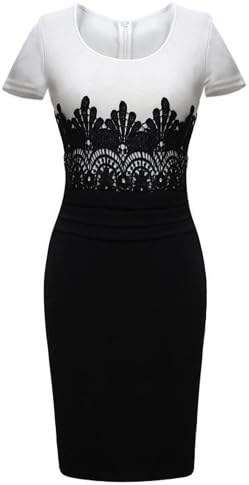 Zeagoo Women's Celeb Cap Sleeve Lace Splicing Evening Pencil Midi Bodycon Dress