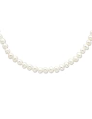 Sterling 20in Silver 5-6mm White Freshwater Cultured Pearl Necklace.