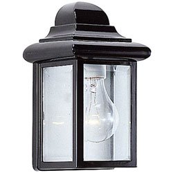 Sea Gull Lighting 8588-12 Single-Light Mullberry Hill Outdoor Wall Lantern with Clear Beveled Glass, Black