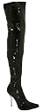New Sexy PVC Black Thigh High Silver Stiletto Boots