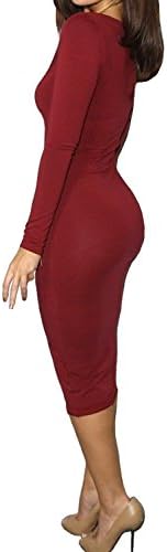 Cocobla Women's Solid Bodycon Long Maxi Dress (Red)