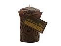 Heaventree SW35-200 3 by 5 Round Swirl Pillar Candle, Chocolate