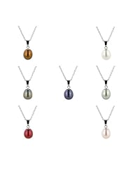 Sterling Silver Interchangeable Freshwater Cultured Pearl Pendant Necklace Set, 16"