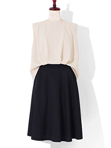 【ノーブランド品】パーティドレス フォーマルドレス ドッキングワンピース コンビネゾン バイカラー ウエストゴム フレア 結婚式 大人 二次会 n017