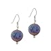 Sterling Silver .925 Genuine Freshwater Cultured Round Iridescent Black Coin Pearl Bead Dangle Hook Earrings