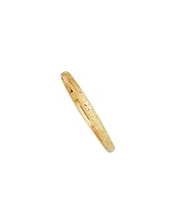 5" 10K Yellow Gold 4.0mm (1/6") Polished Textured Vine Like Imprint High Domed Bangle Bracelet