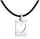 Sterling Silver Heart Pendant on Rubber Cord by Zina, 17