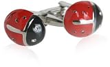Women's Lady Bug Silver Cufflinks With Crystal