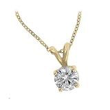 14k Yellow Gold Classic 4 Prong Moissanite Pendant w/18 Cable Chain (1.00 cttw equivalent)