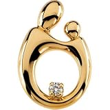 14K White Gold Mother & Child Large Diamond Pendant