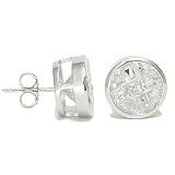 April Birthstone Bezel Set Diamond Simulated Round Cut Invisible Cubic Zirconia CZ Silver Stud Earrings