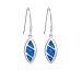 Sterling Silver Created Blue Opal Inlay Elongated Oval Earrings