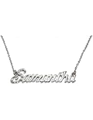 Name Necklaces Samantha - Personalized Necklace White Gold Plated 18K, Belcher Chain, 2mm Thick