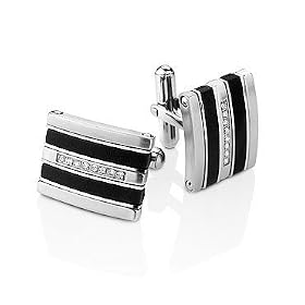 Men's Stainless Steel Diamond Cuff Links