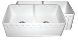Whitehaus WHFLATN3318 Athinahaus or Fluted Reversible Double Bowl Farm Sink