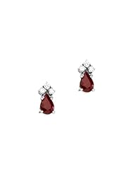14K Yellow/White Gold 0.12 ct. Diamond and 7/8 ct. Teardrop Shaped Ruby Earrings